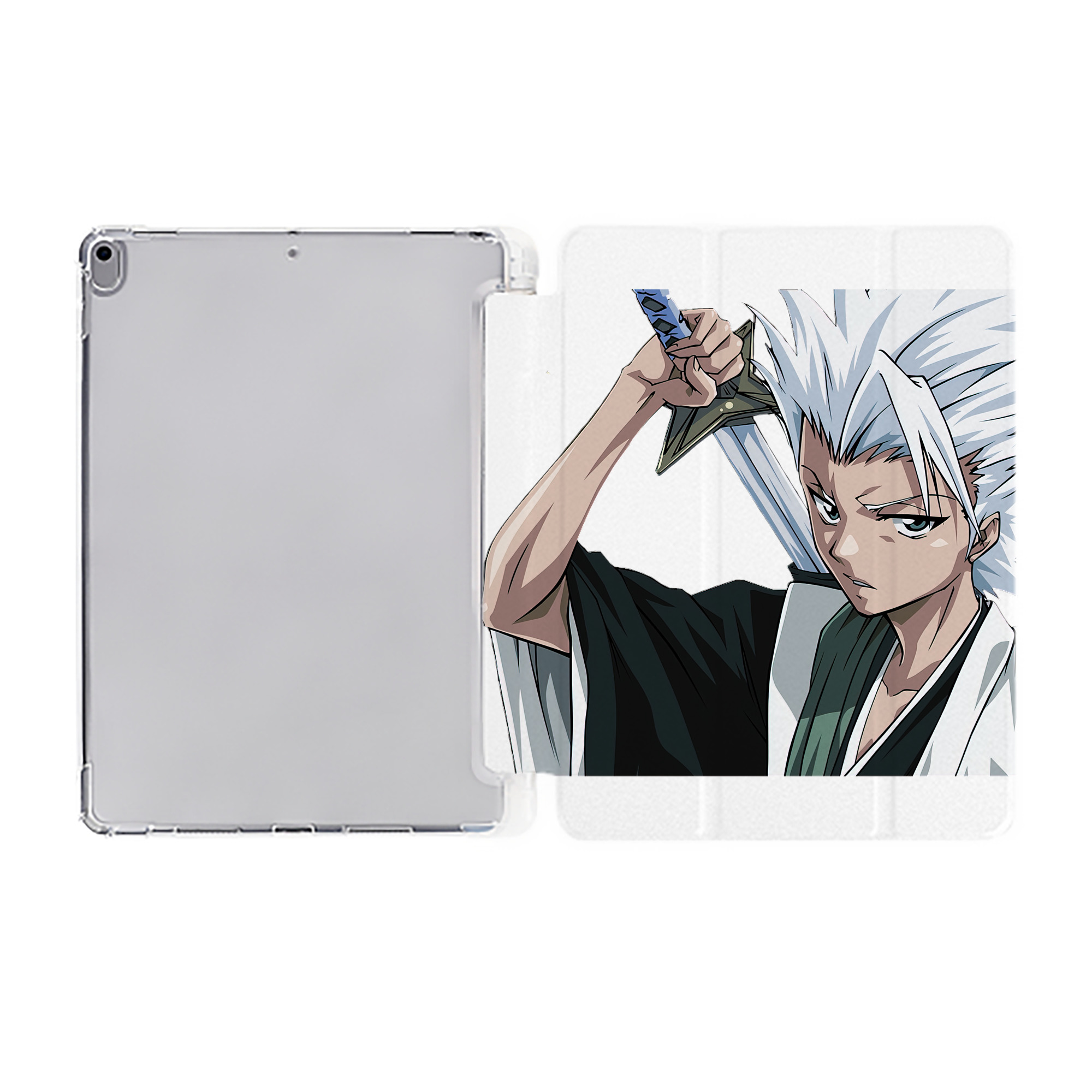 （画像用） ブリーチ 日番谷冬獅郎（ひつがや とうしろう） BLEACH Hitsugaya Toushirou IPad ケース ペン収納付き 三つ折りスタンド PUレザー×シリコン 対応機種9.5/10.5/10.9インチ